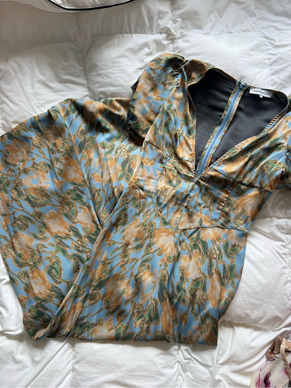 WeWoreWhat Blue and Yellow Floral Satin Maxi Dress - Picture 2 of 2